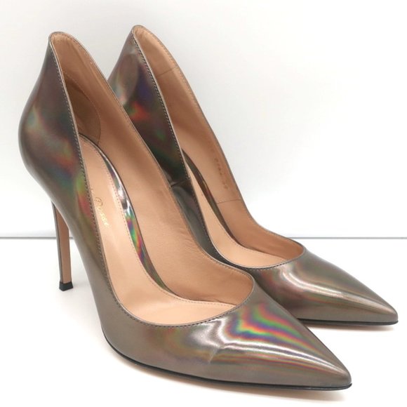 Gianvito Rossi Shoes - GIANVITO ROSSI ELLIPSIS HIGH BACK PUMPS HOLOGRAPHIC LEATHER SIZE 39 POINTED TOE